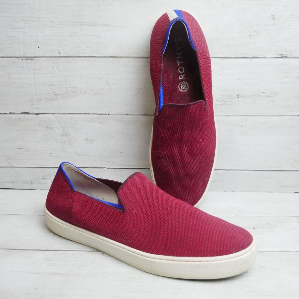 Rothy's Women 11.5 Red Slip On Sneakers Knit Flats Round Toe Garnet Retired